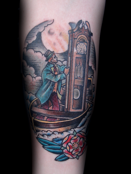 Tagged colour, man in boat, tattoo, traditional