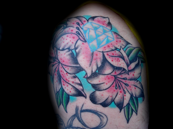 Tagged colour diamond lily tattoo traditional