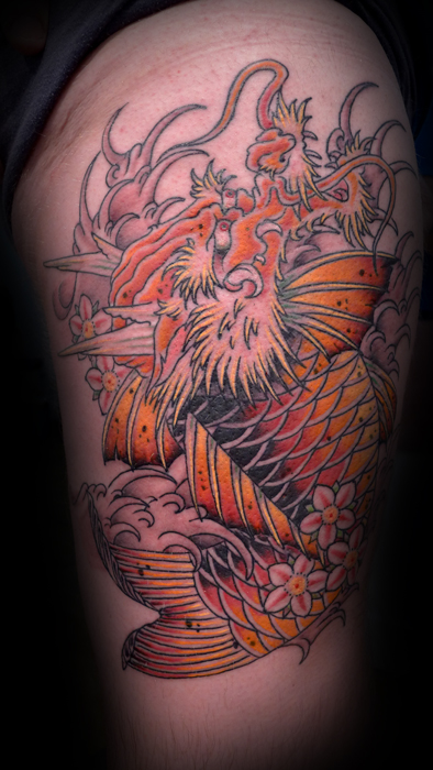  colour dragon red hot and blue tattoo sakura tattoo traditional